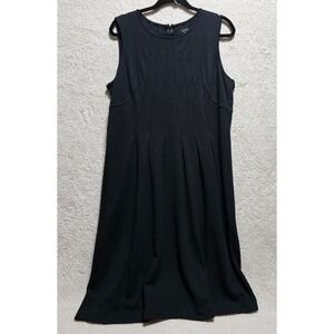 Madison Sleeveless Black Dress Career Wear Pleated Details Comfortable‎ Size 14
